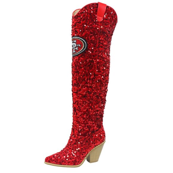 NFL Licensed Team Colored Sequin Over the Knee Boot-San Francisco 49ers - Picture 3 of 3